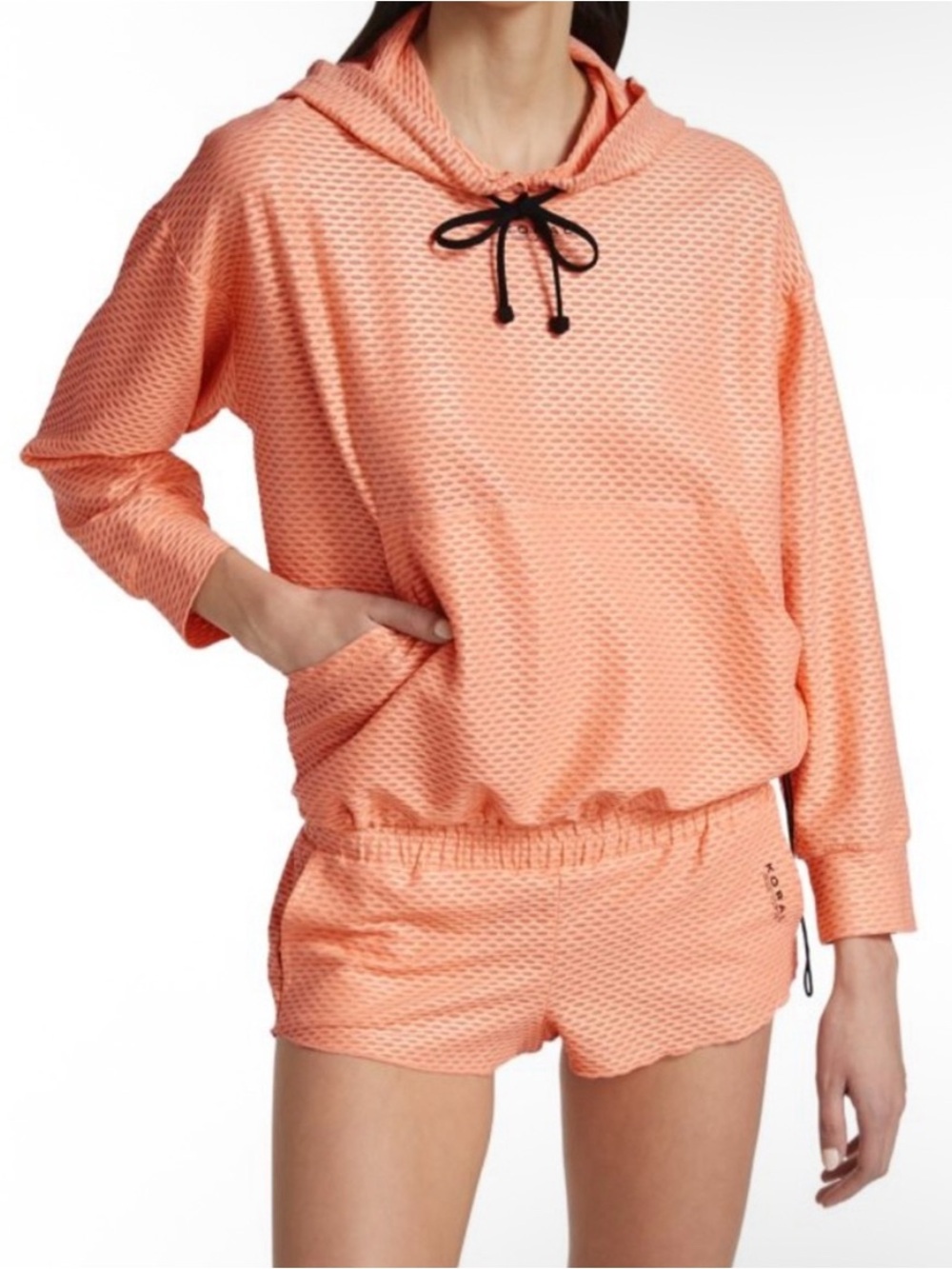 Koral Peach Friley Netz Hoodie